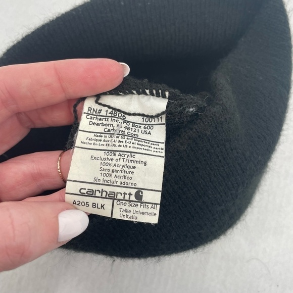 CARHARTT Men’s Black Knit Beanie Logo Patch One Size Fits Most - Picture 7 of 7
